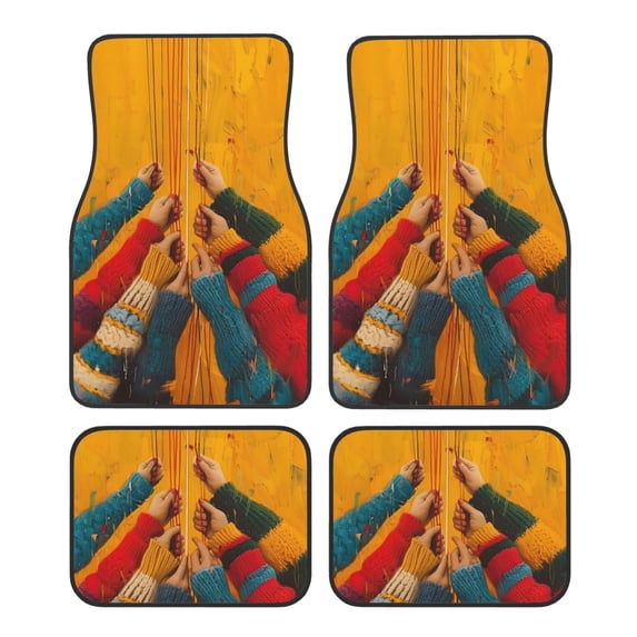 Fuzoiu Colorful Sweaters And Strings Print Carpet Floor Mats for Car,Car Foot Mat Set,Universal Fit 4 Piece Mat Pad Set,Fits Most Cars Trucks Vans Sedans SUV Auto Carpet Mat Se