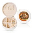 thumbnail image 1 of Fuzoiu Colorful Swirl Print Portable Jewelry Box,Round Mini Leather Travel Jewelry Case,Small Travel Jewelry Organizer,Jewelry Holder for Ring Necklace Earring for Women Girls-White, 1 of 1