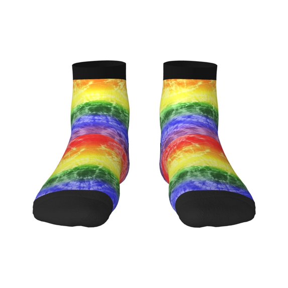 Fuzoiu Colorful Tie Dye Print Adult Socks, Crew Moisture-wicking Socks, Unisex Cushion Crew Socks,Casual Sports Ankle Socks