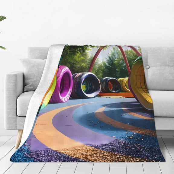 Fuzoiu Colorful Tire Tunnel Park Print Ultra-Soft Micro Fleece Blanket,All Seasons Flannel Throw, Lightweight Blanket for Bed, Sofa, Couch, Movie Night, Camping, and Travel-50"x40"