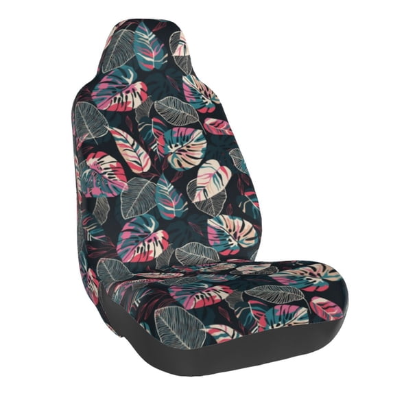 Fuzoiu Colorful Tropical Leaves Print Elastic Car Seat Covers, Seat Cover Protector,Universal Fit Interior Covers for Most Cars,Washable Seat Cover Non Slip for SUV,Sedan,Van