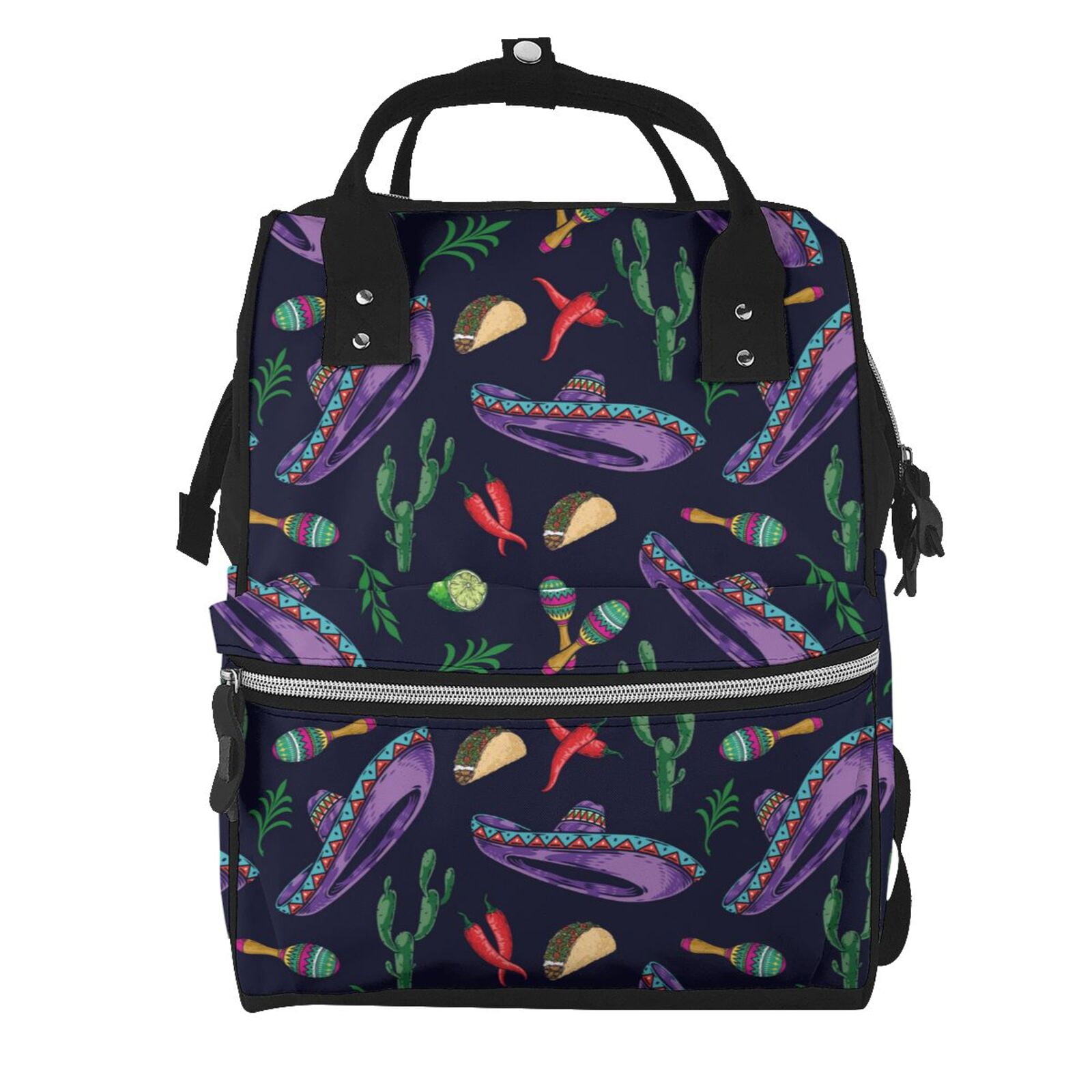 Fuzoiu Colorful Vintage Cactuses Print Diaper Bag Backpack,Baby Essentials Travel Tote,Multi function Waterproof Diaper Bag, Travel Essentials Baby Bag - Unisex