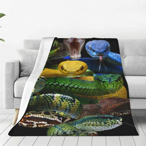 Fuzoiu Colorful Viper Snake Print Ultra-Soft Micro Fleece Blanket,All Seasons Flannel Throw, Lightweight Blanket for Bed, Sofa, Couch, Movie Night, Camping, and Travel-60"x50"
