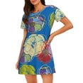 thumbnail image 1 of Fuzoiu Colorful floral Print Women Nightgowns, Soft Comfy Lightweight Short Sleeves Sleepwear,Crew Neck Loungewear, 1 of 6