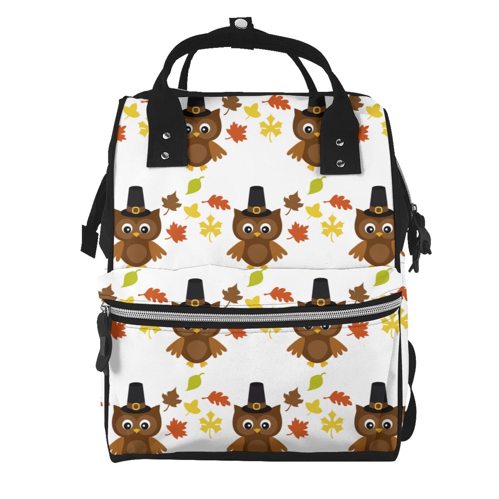Fuzoiu Colorful maple leaf owl Print Diaper Bag Backpack,Baby Essentials Travel Tote,Multi function Waterproof Diaper Bag, Travel Essentials Baby Bag - Unisex