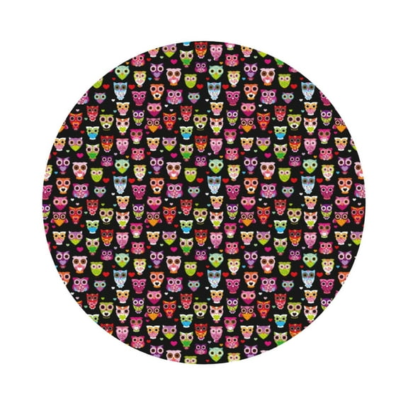 Fuzoiu Colourfull Owl Print Leather Coasters Set,Drink Coasters Set of 6,for Tabletop Protection, Durable PVC Coasters,Home Décor and Housewarming Gift,Round Shape
