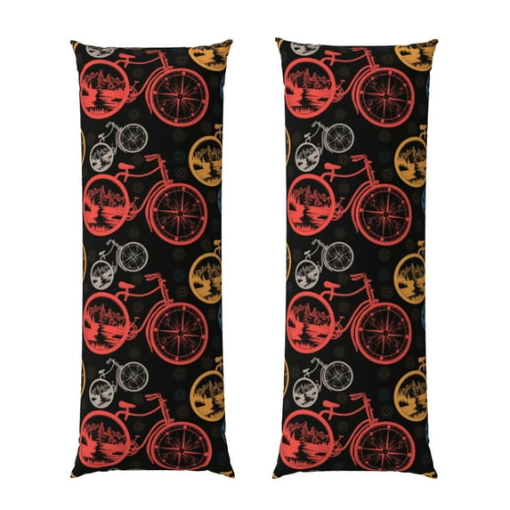 Fuzoiu Compass And Mountains In Bicycle Wheels1 Print Body Pillowcase 20x54 in,Long Pillow Case, Microfiber Body Pillow Cover, Soft and Breathable Pillowcase