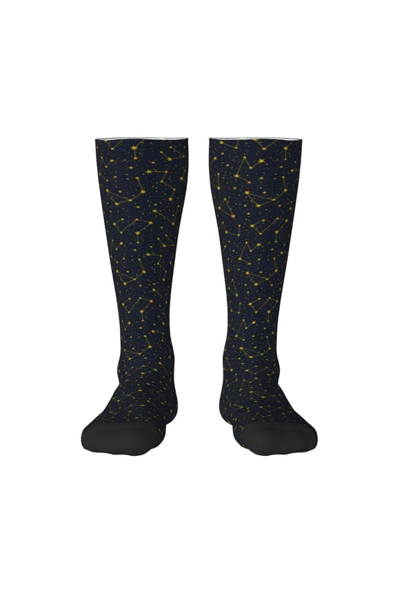 Constellation Print Adult Stockings,Crew Socks,Unisex Fashion Socks, Casual Sports Socks,Comfortable Crew Socks for Everyday Wear and Sports
