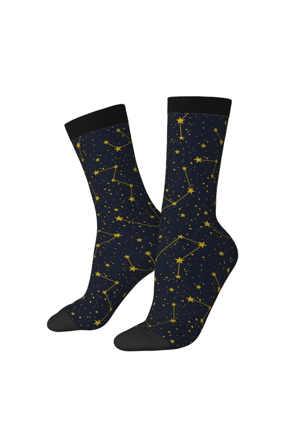 Constellation Print Athletic Crew Socks for Men & Women,Casual Crew Socks,Above Ankle Crew Socks for Business, Casual