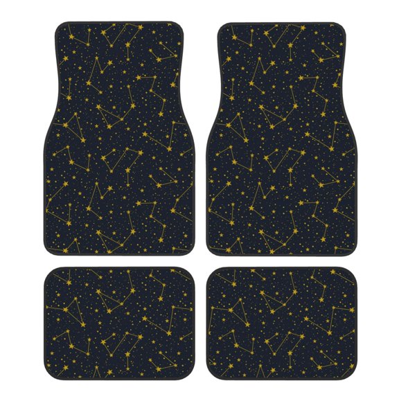 Fuzoiu Constellation Print Carpet Floor Mats for Car,Car Foot Mat Set,Universal Fit 4 Piece Mat Pad Set,Fits Most Cars Trucks Vans Sedans SUV Auto Carpet Mat Se