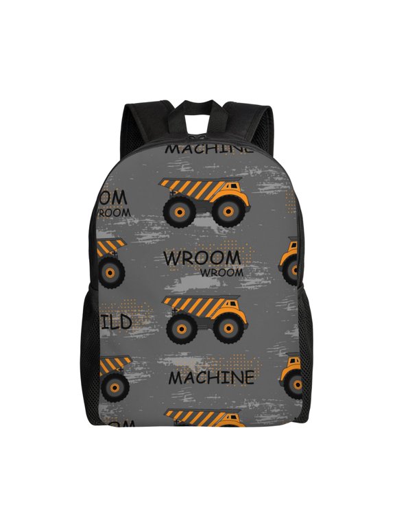 Construction Machines Print Laptop Backpack,Work Business Backpacks, Large Capacity Nurse Bag College Bookbag for School, Waterproof Casual Daypack for Travel