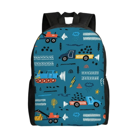 Fuzoiu Construction Trucks Print Laptop Backpack,Work Business Backpacks, Large Capacity Nurse Bag College Bookbag for School, Waterproof Casual Daypack for Travel