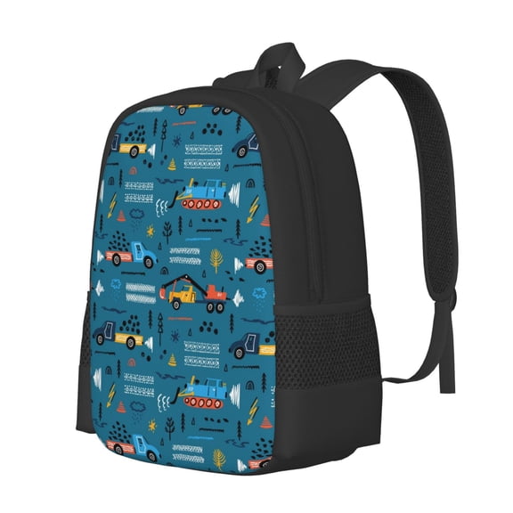 Fuzoiu Construction Trucks Print Large Capacity Backpack,Travel Backpack,Laptop Bag,College School Rucksack Bag,for School, Travel & Outdoor Activities