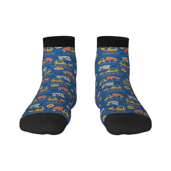 Fuzoiu Construction Vehicles Print Adult Socks, Crew Moisture-wicking Socks, Unisex Cushion Crew Socks,Casual Sports Ankle Socks