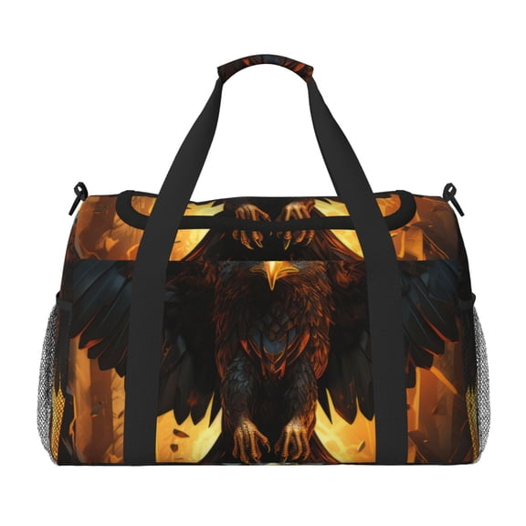 Fuzoiu Cool Black Eagle Print Travel Duffle Bag,Carry On Tote Bags,Duffel Bag,Sport Gym Bag, Hospital Bag for Labor and Delivery, Overnight Bag,Luggage Bag