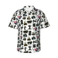 thumbnail image 1 of Fuzoiu Cool Camera Print Hawaiian Shirt for Men, Summer Beach Casual Short Sleeve Button Down Shirts, Men’s Beach Summer Shirts with Pocket,Large, 1 of 7