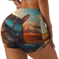 thumbnail image 1 of Fuzoiu Cool Cat Driving Sunset Print Women's Workout Shorts,Workout Biker Shorts Women,Exercise Fitness Shorts,Scrunch Short, Athletic Shorts for Gym Yoga Running Sport Active-X-Large, 1 of 8