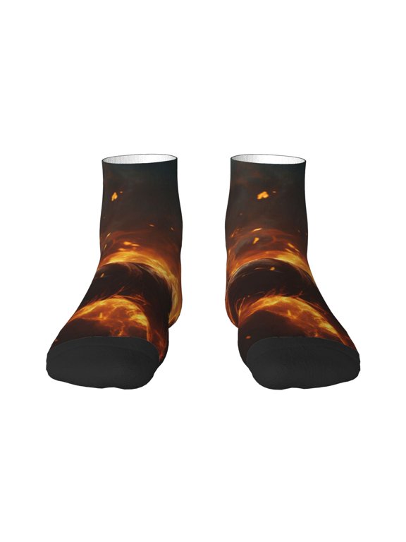 Cool Fire Man Print Adult Socks, Crew Moisture-wicking Socks, Unisex Cushion Crew Socks,Casual Sports Ankle Socks