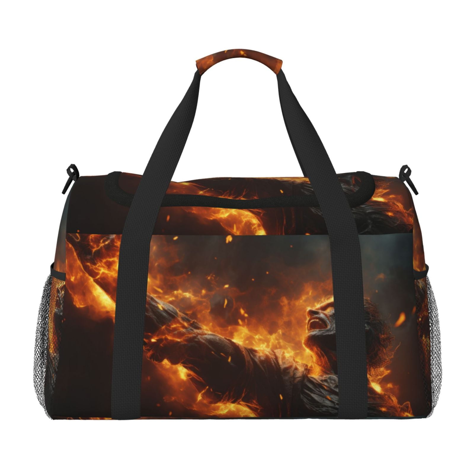 Fuzoiu Cool Fire Man Print Travel Duffle Bag,Carry On Tote Bags,Duffel Bag,Sport Gym Bag, Hospital Bag for Labor and Delivery, Overnight Bag,Luggage Bag