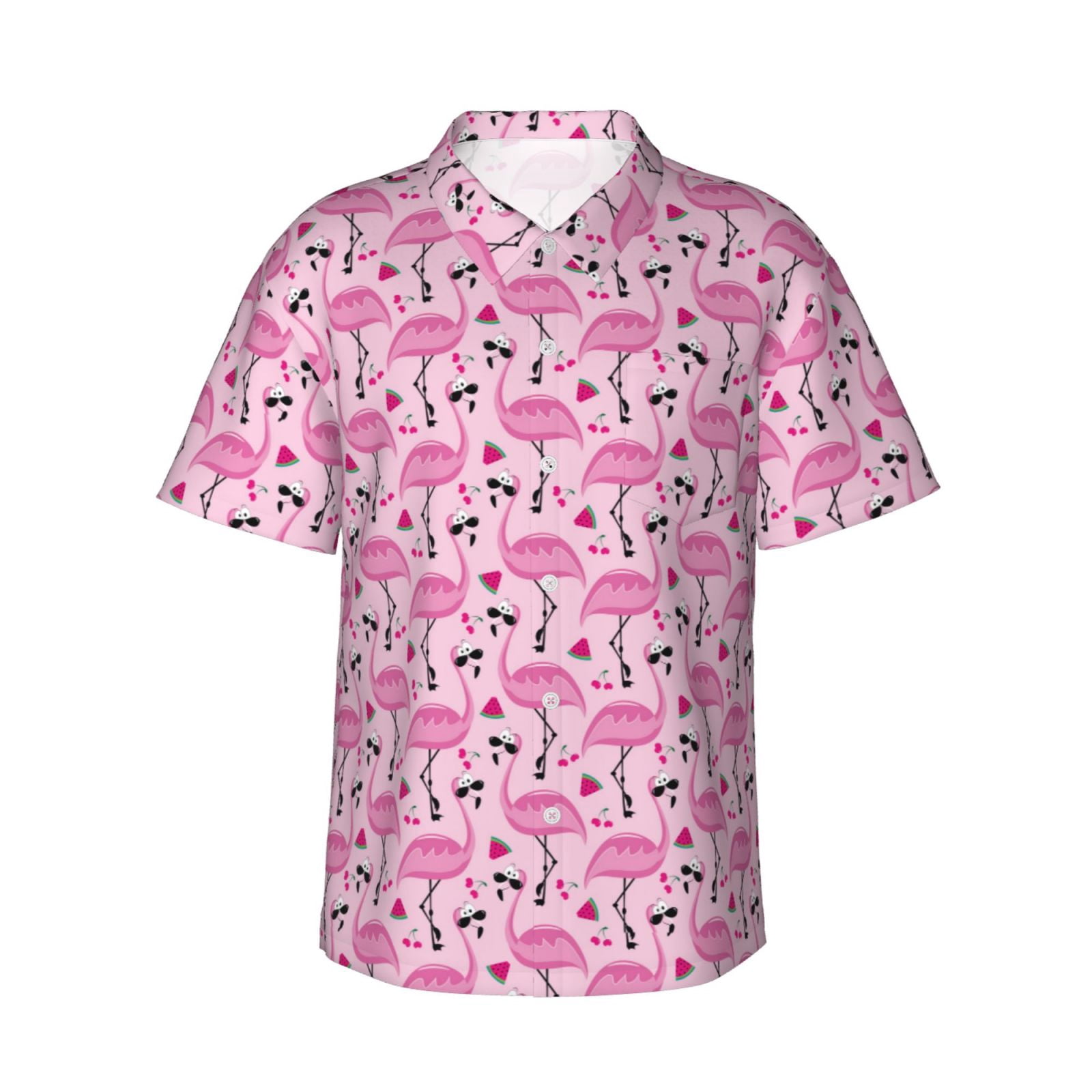 SSLR Men's Flamingo Hawaiian Shirt - Light Green Casual Short Sleeve Aloha Shirt For Beach & Vacation - View #8