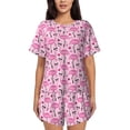 thumbnail image 1 of Fuzoiu Cool Flamingos Print Women's Short-Sleeved Pajama Set,Lounge Sleepwear Set,Womens Pajama Sets 2 Piece,Button-Up Top and Shorts with Pockets-Medium, 1 of 7