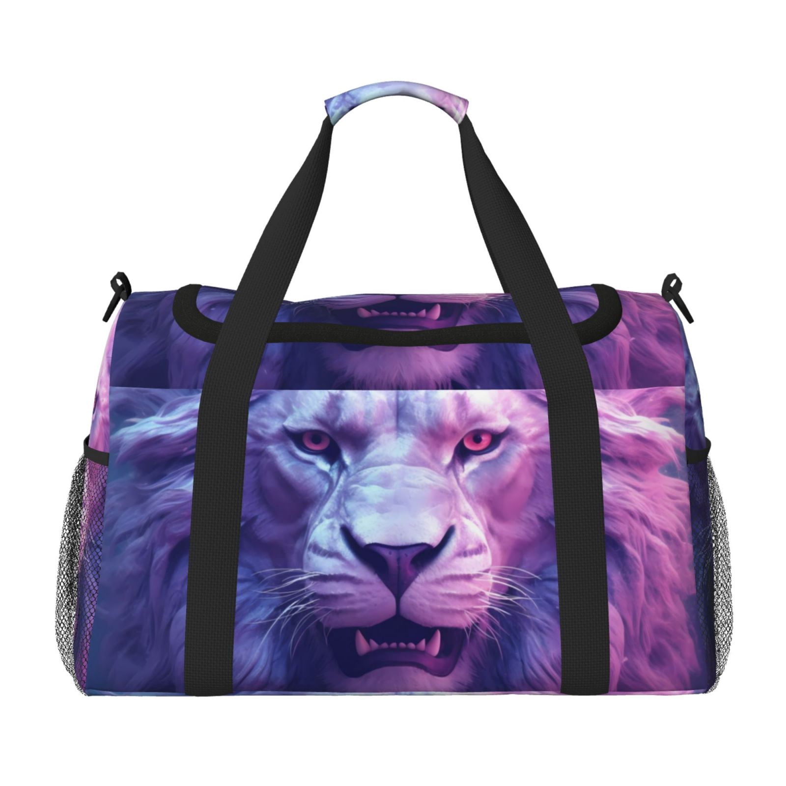 Fuzoiu Cool Lion Head Print Travel Duffle Bag,Carry On Tote Bags,Duffel Bag,Sport Gym Bag, Hospital Bag for Labor and Delivery, Overnight Bag,Luggage Bag