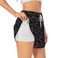thumbnail image 1 of Fuzoiu Cool Skull Love Print Women's Athletic Shorts, Double-Layer Running Shorts with Pocket,Women's Workout Shorts for Yoga, Gym, and Workouts-Medium, 1 of 7