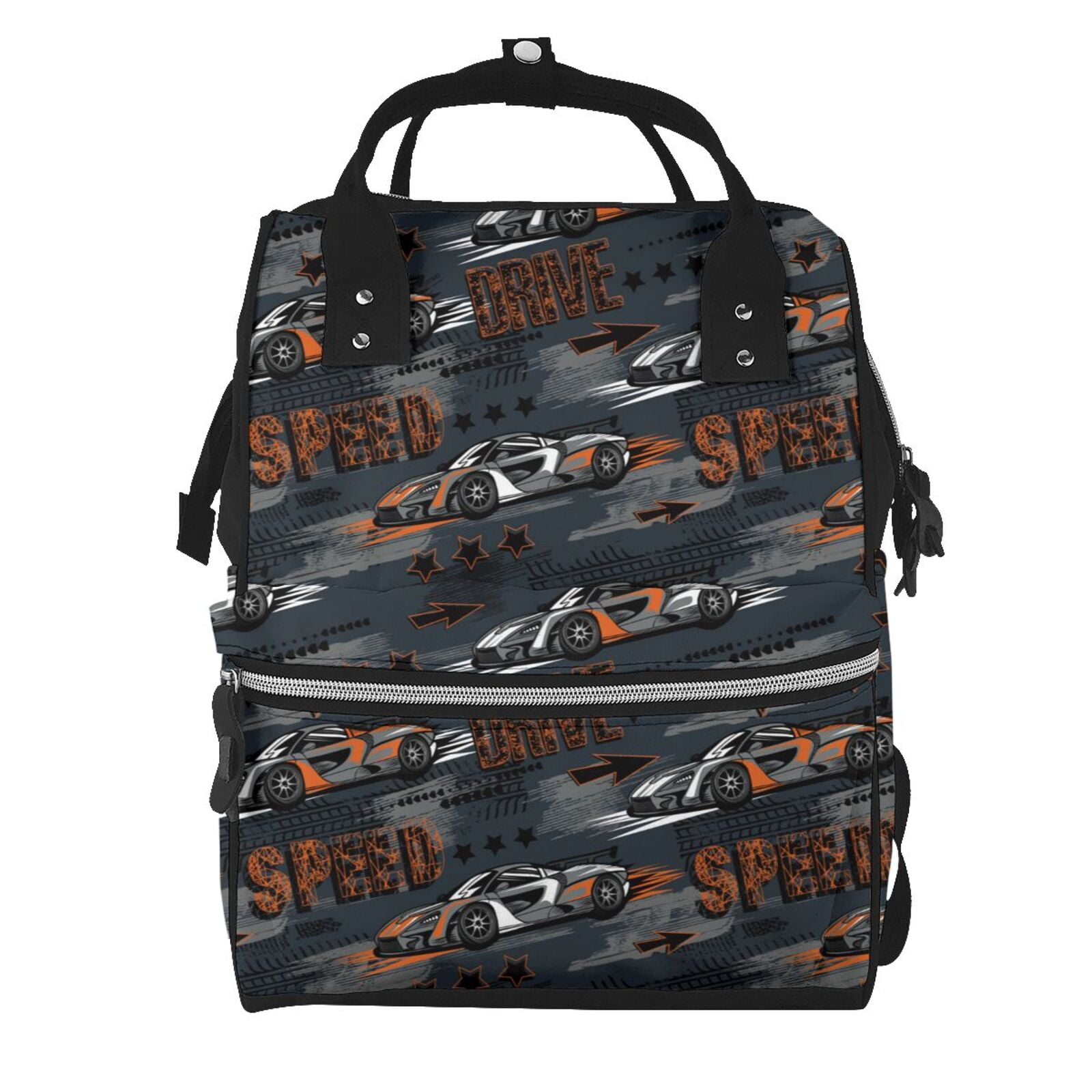 Fuzoiu Cool Sports Car Print Diaper Bag Backpack,Baby Essentials Travel Tote,Multi function Waterproof Diaper Bag, Travel Essentials Baby Bag - Unisex
