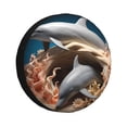 thumbnail image 1 of Fuzoiu Coral Fish Dolphin Print Universal Spare Tire Cover with Buckle Strap, Waterproof Wheel Covers for Jeep, Trailer, RV, Truck and All Car-17 inch, 1 of 6