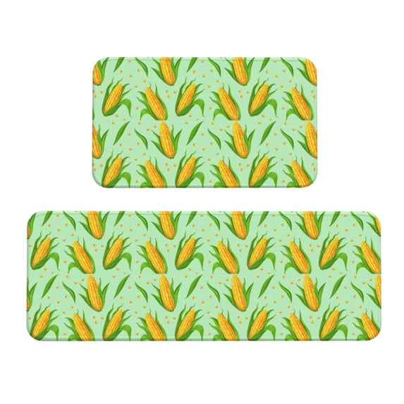 Fuzoiu Corn 7 Print Kitchen Floor Mat 2 Sets,Kitchen Rugs and Mats,,Non Skid Waterproof Kitchen Floor Mat for Kitchen,Home Office,Sink,Laundry