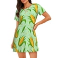thumbnail image 1 of Fuzoiu Corn 7 Print Women Nightgowns, Soft Comfy Lightweight Short Sleeves Sleepwear,Crew Neck Loungewear, 1 of 6