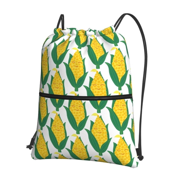 Fuzoiu Corn Cob Print Drawstring Backpack Water Resistant String Bag Sports Sackpack Gym Sack for Men Women