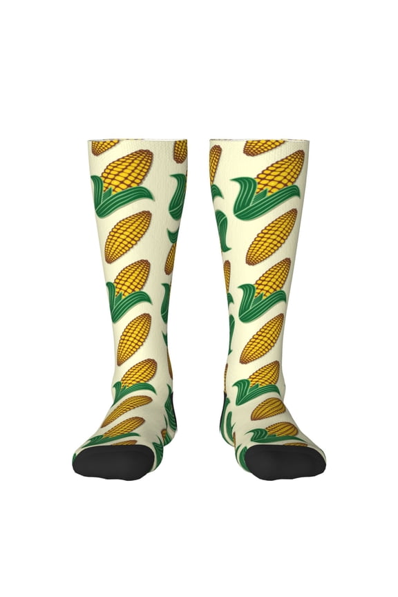 Corn Print Adult Stockings,Crew Socks,Unisex Fashion Socks, Casual Sports Socks,Comfortable Crew Socks for Everyday Wear and Sports