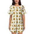 thumbnail image 1 of Fuzoiu Corn Sunflowers Print Women's Short-Sleeved Pajama Set,Lounge Sleepwear Set,Womens Pajama Sets 2 Piece,Button-Up Top and Shorts with Pockets-Medium, 1 of 7