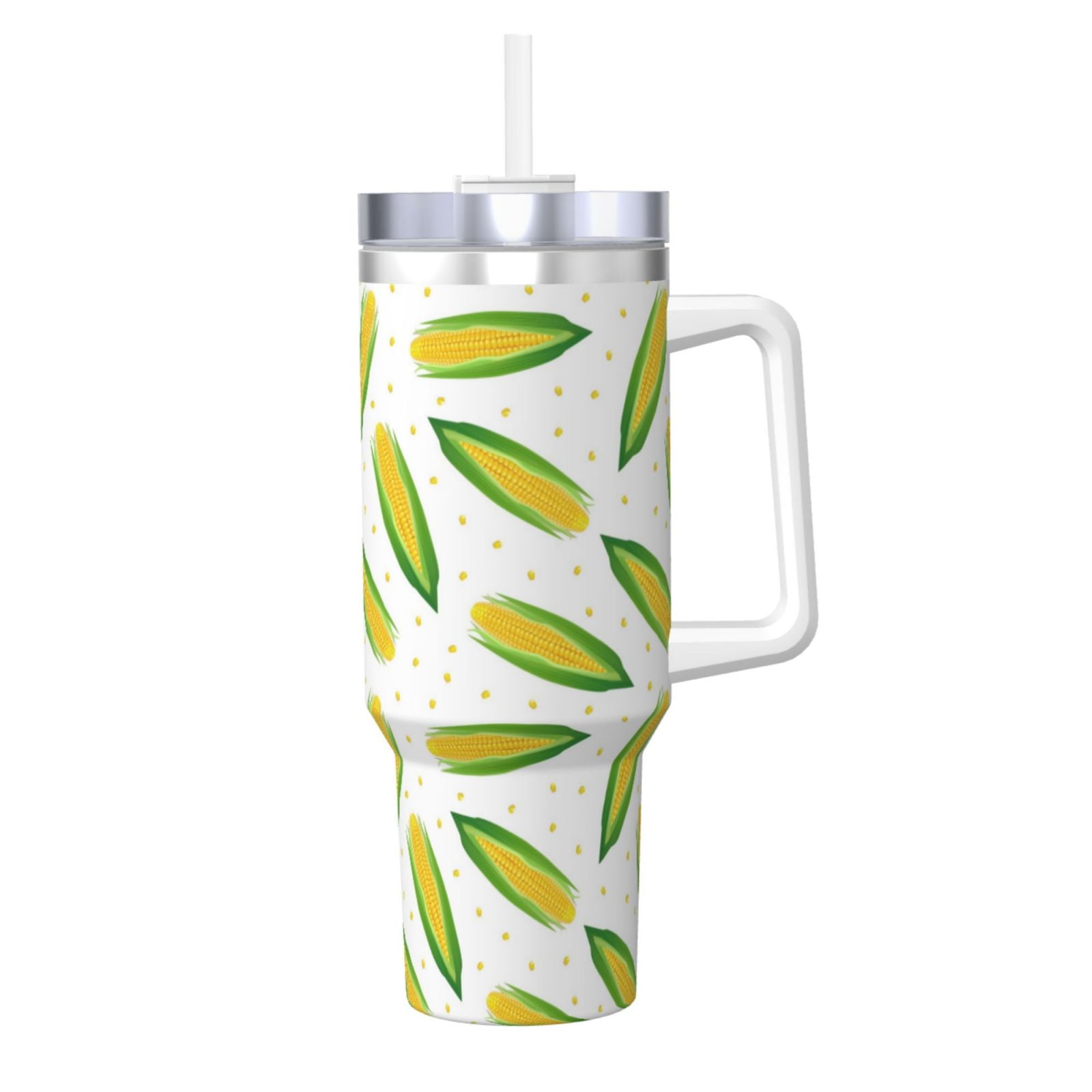 Fuzoiu Corns Print 40OZ Ice Bully Stainless Steel Insulated Cup with Handle and Straw - Perfect ...