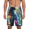 thumbnail image 1 of Fuzoiu Cosmic Cat In Window Print Pajama Shorts for Men, Men's Pajama Bottoms,Mens Lounge Sleepwear,Pajama Pants with Pocket-XX-Large, 1 of 6