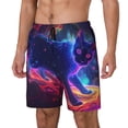 thumbnail image 1 of Fuzoiu Cosmic Cat Psychedelic Journey Print Men's Swim Shorts,Quick-Dry Double-Layer Swim Trunks,Board Trunks,Beach Shorts Swimwear Bathing Suits-Large, 1 of 6