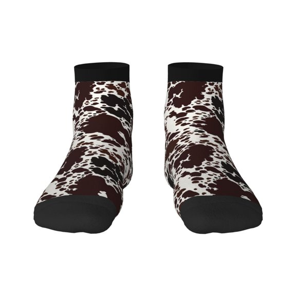 Fuzoiu Cow Skin Print Adult Socks, Crew Moisture-wicking Socks, Unisex Cushion Crew Socks,Casual Sports Ankle Socks
