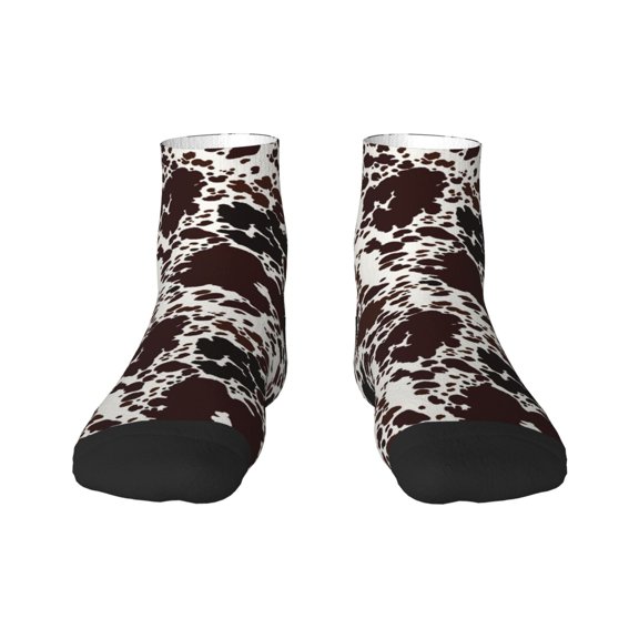 Fuzoiu Cow Skin Print Adult Socks, Crew Moisture-wicking Socks, Unisex Cushion Crew Socks,Casual Sports Ankle Socks