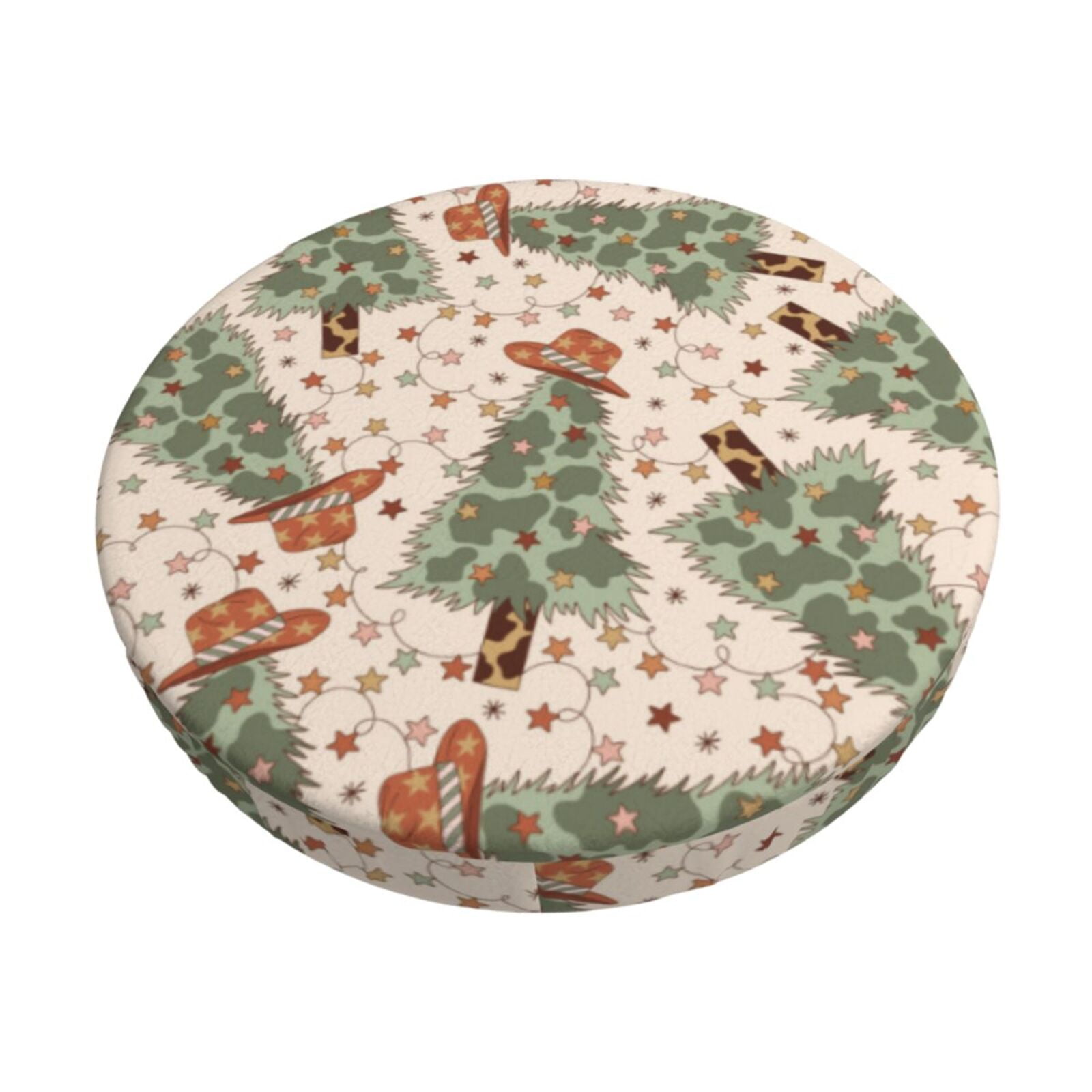 Fuzoiu Cowboy Christmas Trees Print Bar Stool Cushions, Super