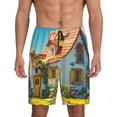 thumbnail image 1 of Fuzoiu Cozy Cartoon Backyard Print Pajama Shorts for Men, Men's Pajama Bottoms,Mens Lounge Sleepwear,Pajama Pants with Pocket-4X-Large, 1 of 6