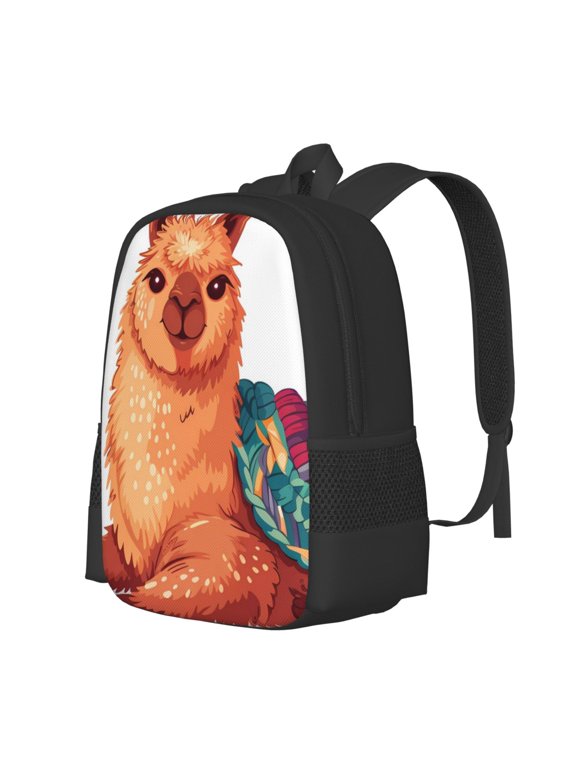 Cozy Knitting Llama Print Large Capacity Backpack,Travel Backpack,Laptop Bag,College School Rucksack Bag,for School, Travel & Outdoor Activities