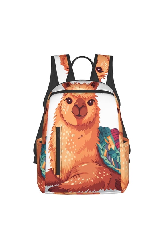 Cozy Knitting Llama Print Lightweight Daypack,Weekender Bag for Men and Women, Travel Backpack with Padded Straps for School, Travel & Work
