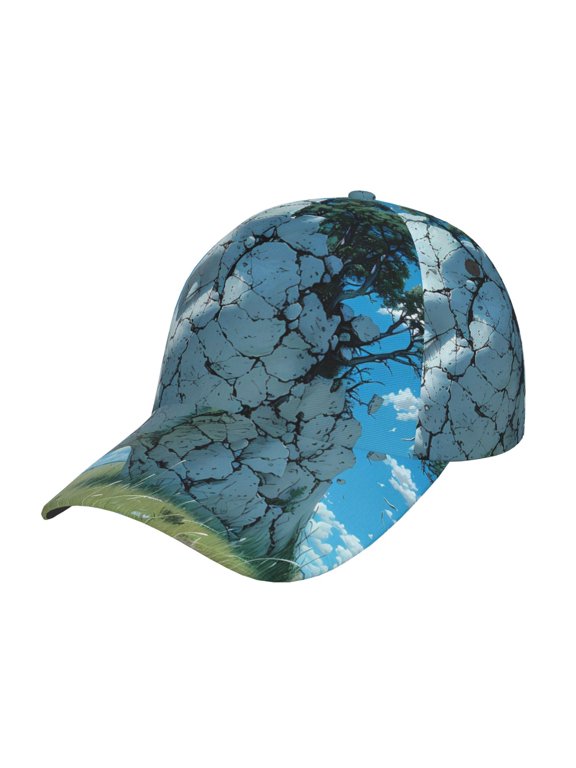 Cracked Earth Head Tree Print Adjustable Baseball Cap for Men and Women, Unisex Sports Hat, Sun Protection Hat for Running Workouts and Outdoor Activities All Seasons