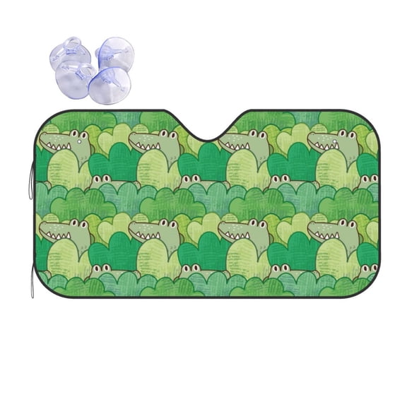 Fuzoiu Crocodile And Bush Print Car Windshield Sun Shade,Block Uv Rays Sunshade,Foldable Front Window Sun Visor Protector for Car,SUV,Truck-Keep Vehicle Cool-Crocodile And Bush