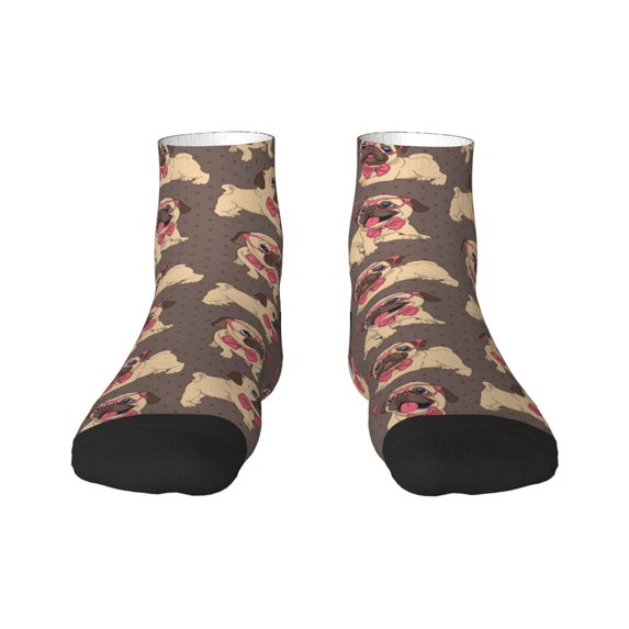 Fuzoiu Cut Pug Print Adult Socks, Crew Moisture-wicking Socks, Unisex Cushion Crew Socks,Casual Sports Ankle Socks