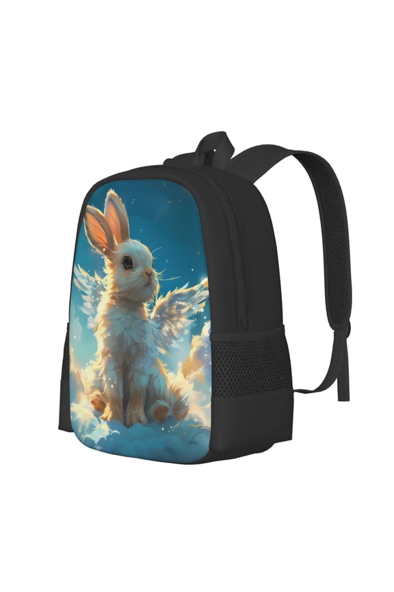 Cute Angel Winged Rabbit Print Large Capacity Backpack,Travel Backpack,Laptop Bag,College School Rucksack Bag,for School, Travel & Outdoor Activities