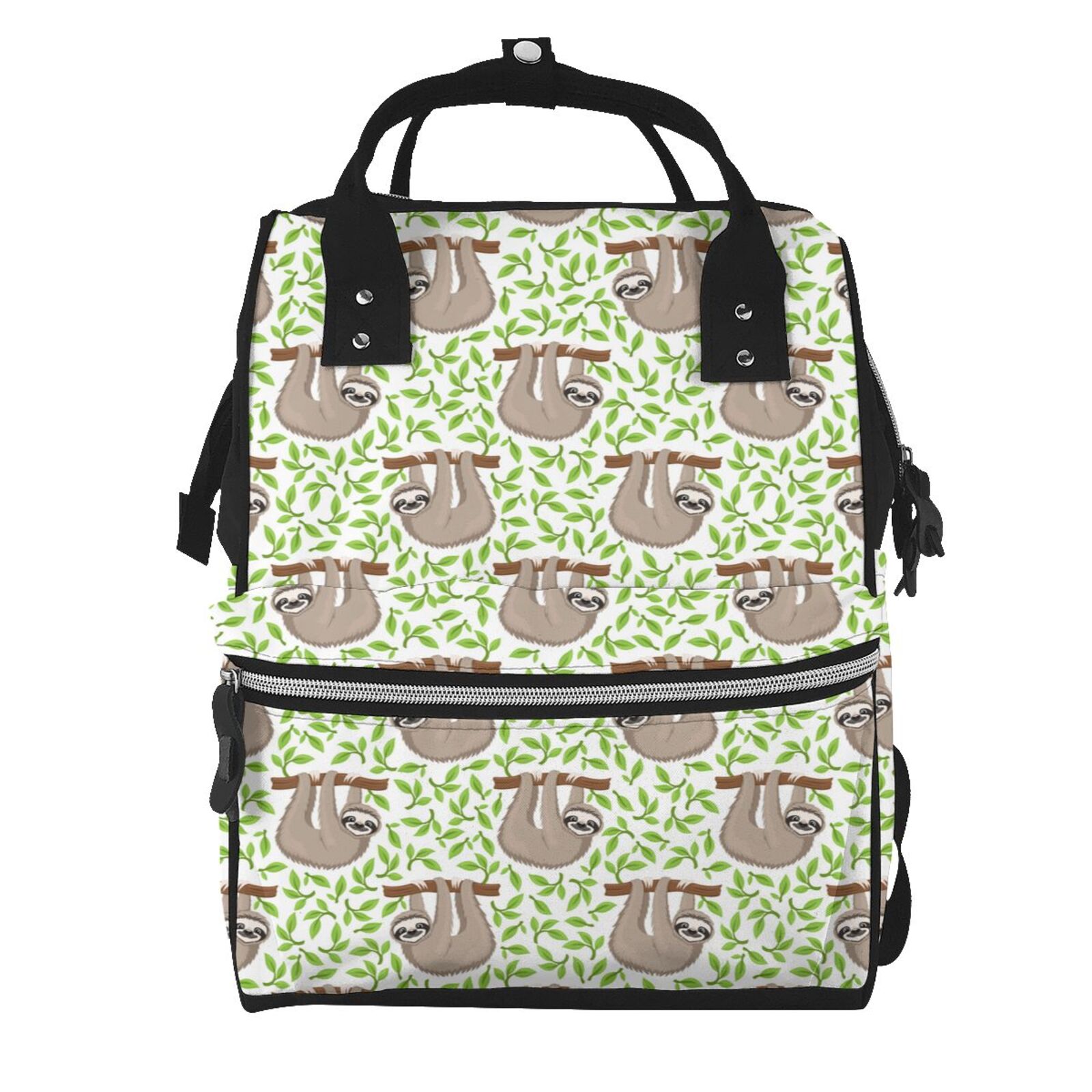 Fuzoiu Cute Animal Sloth On A Branch Print Diaper Bag Backpack,Baby Essentials Travel Tote,Multi function Waterproof Diaper Bag, Travel Essentials Baby Bag - Unisex