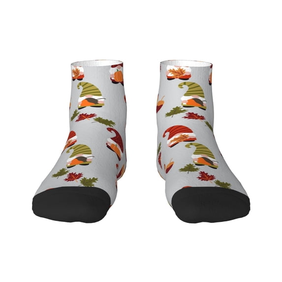 Fuzoiu Cute Autumn Gnomes Print Adult Socks, Crew Moisture-wicking Socks, Unisex Cushion Crew Socks,Casual Sports Ankle Socks