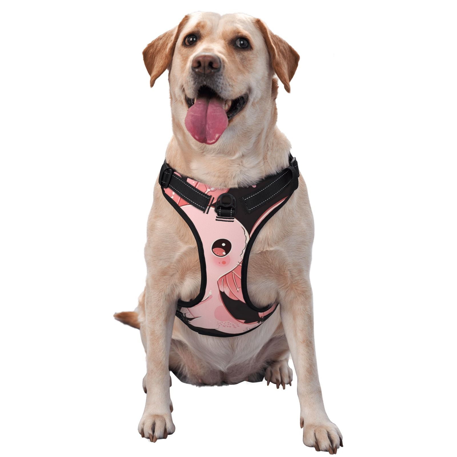 Fuzoiu Cute Axolotl Sakura Blossoms A Print Reflective Dog Harness,Adjustable, Breathable Pet Vest,Dog Harness No Pull,No Choke Pet Vest for Small, Medium, and Large Dogs-Medium